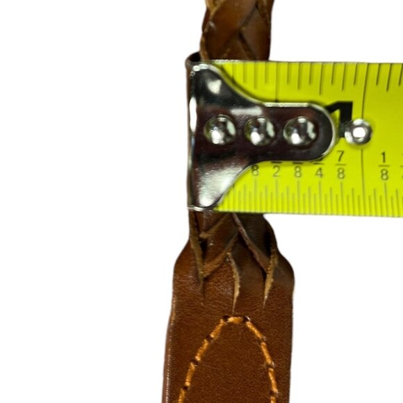 Vintage Liz Claiborne Brown Leather Braided Belt Solid Brass Buckle Size Small - Picture 10 of 11
